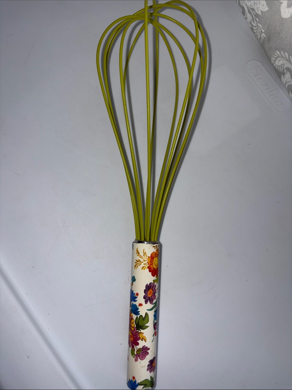 Mackenzie Childs Floral Handle Green Silicone Whisk - Home Kitchen